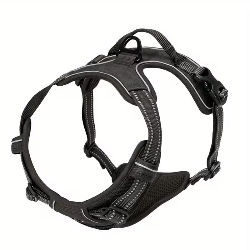 Black dog harness on a white background