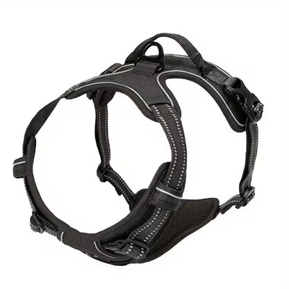 Black dog harness on a white background
