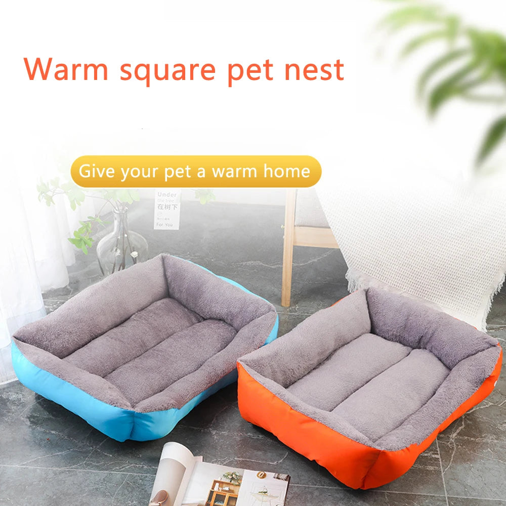 Soft Square Dog Bed & Pet Sofa | Washable Winter Warm Cushion