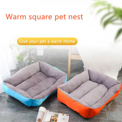 Soft Square Dog Bed & Pet Sofa | Washable Winter Warm Cushion
