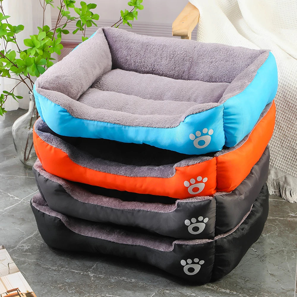 Soft Square Dog Bed & Pet Sofa | Washable Winter Warm Cushion