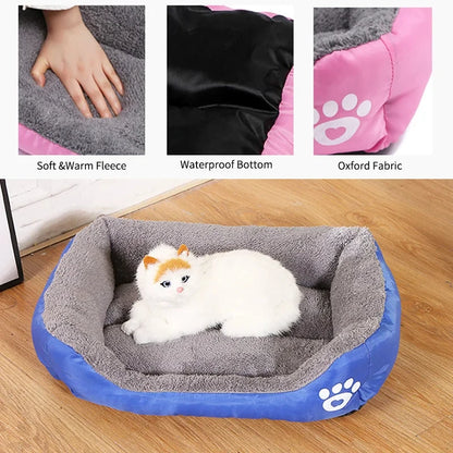 Soft Square Dog Bed & Pet Sofa | Washable Winter Warm Cushion