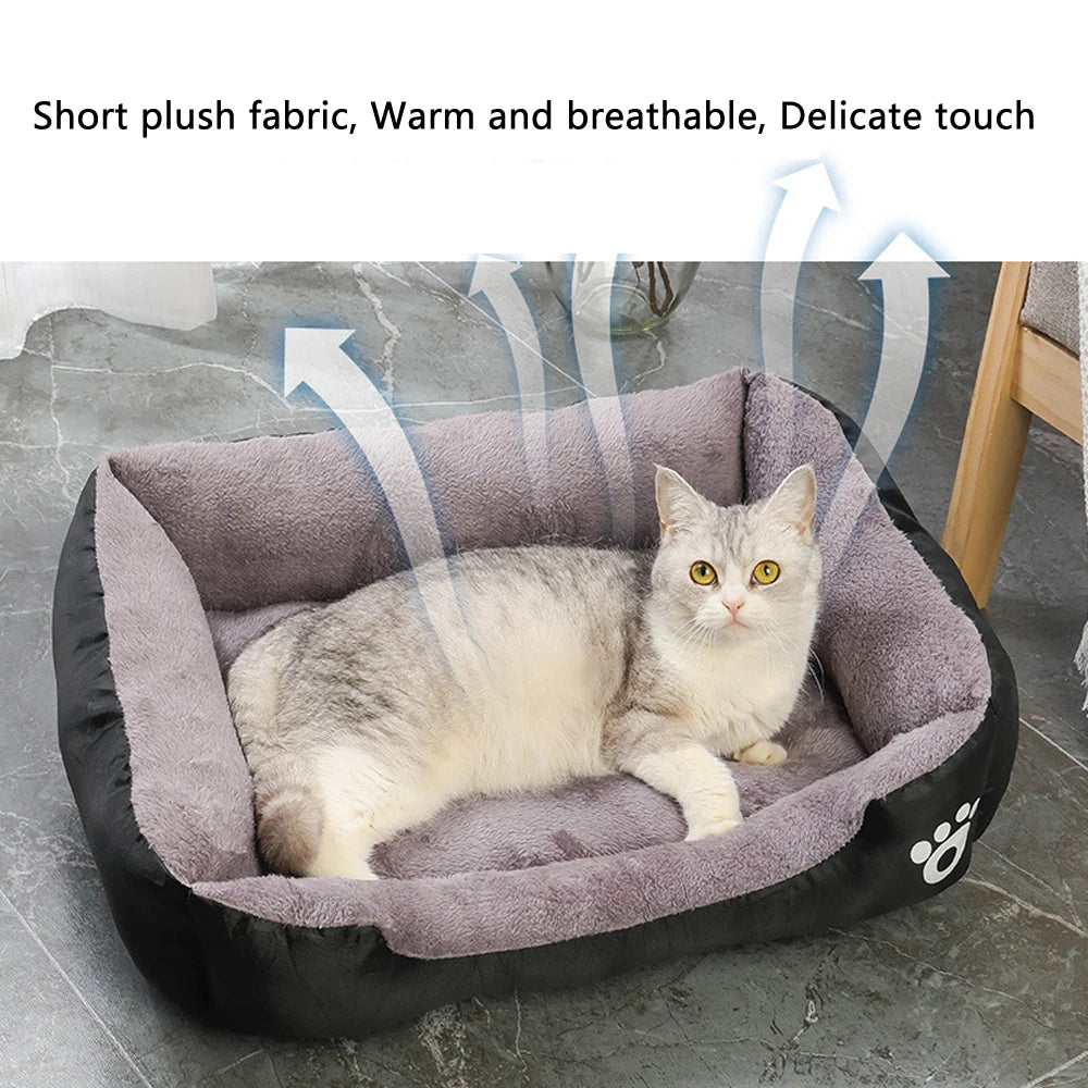 Soft Square Dog Bed & Pet Sofa | Washable Winter Warm Cushion