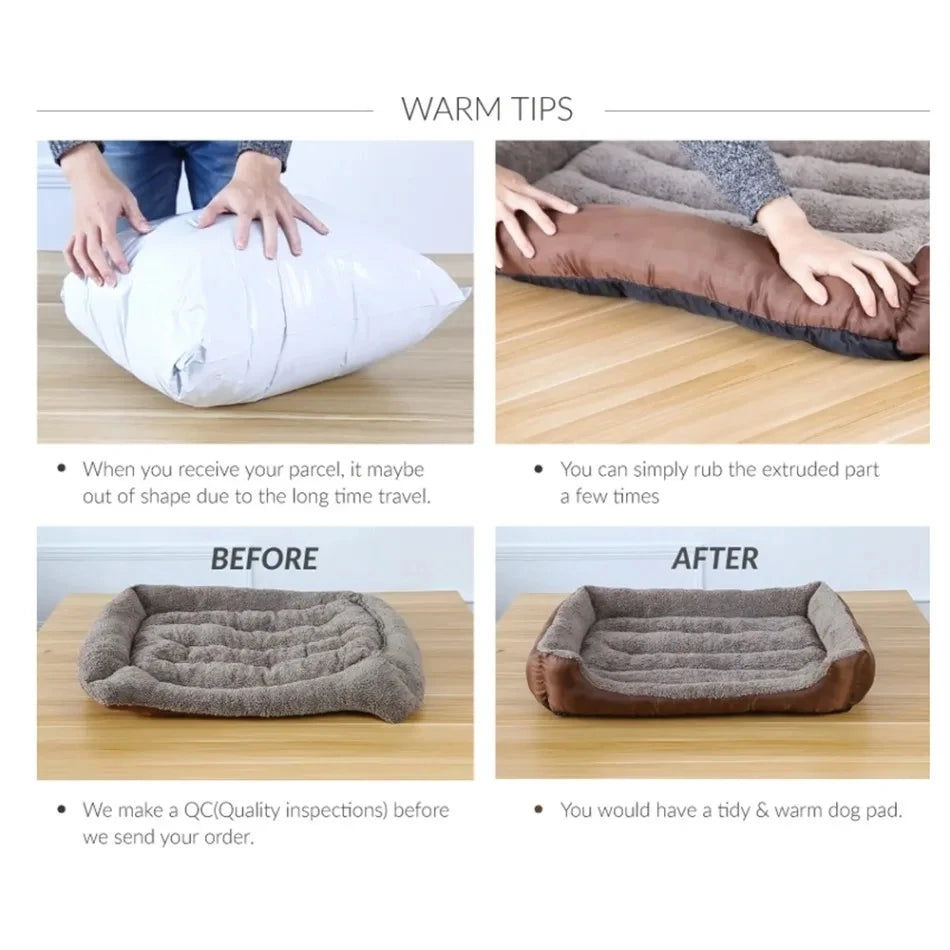 Soft Square Dog Bed & Pet Sofa | Washable Winter Warm Cushion